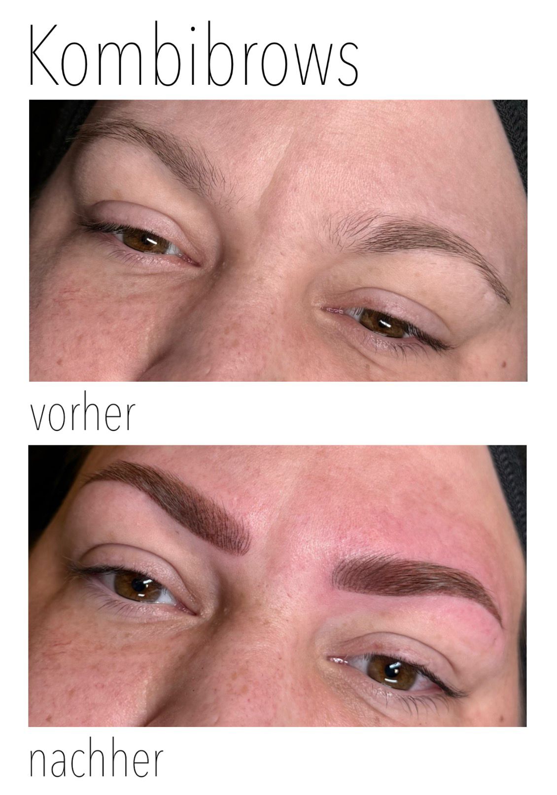 Kombi Brows  Permanent Make-up – Vorher-Nachher-Vergleich
